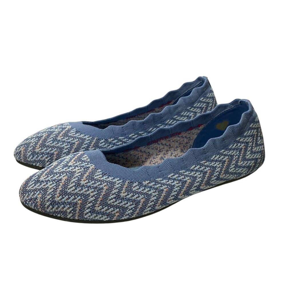 Skechers Cleo Woven Cottagecore Modern Comfort Chic Ballet Flats 9 Blue New